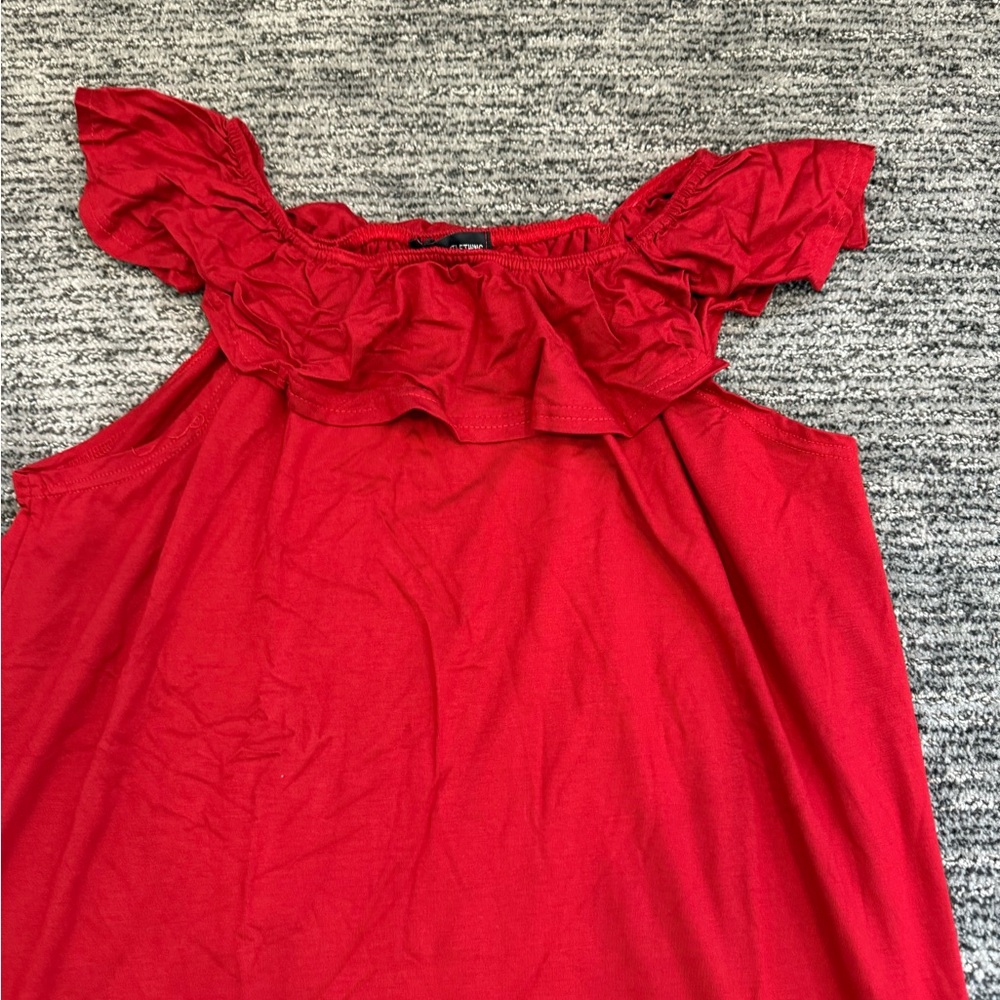 PrettyLittleThing Red Tunic Top - Picture 2 of 7